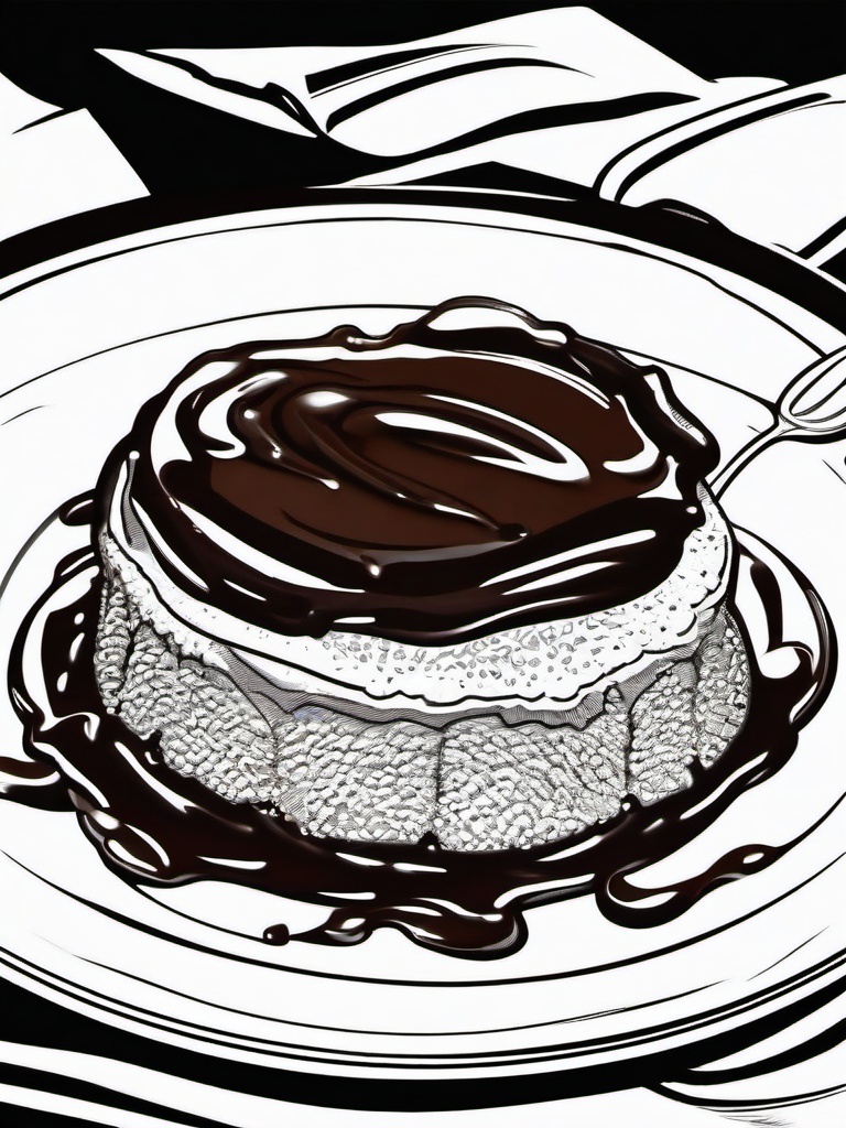 Food Coloring Pages - Chocolate lava cake with oozing center  simple coloring pages