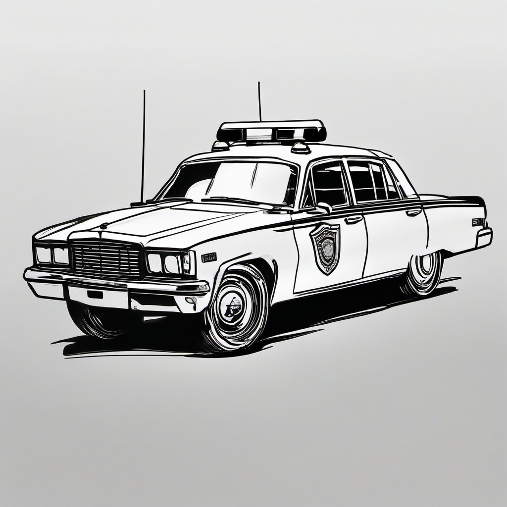 drawing of a police car  minimal rough scribbles,doodles,black and white