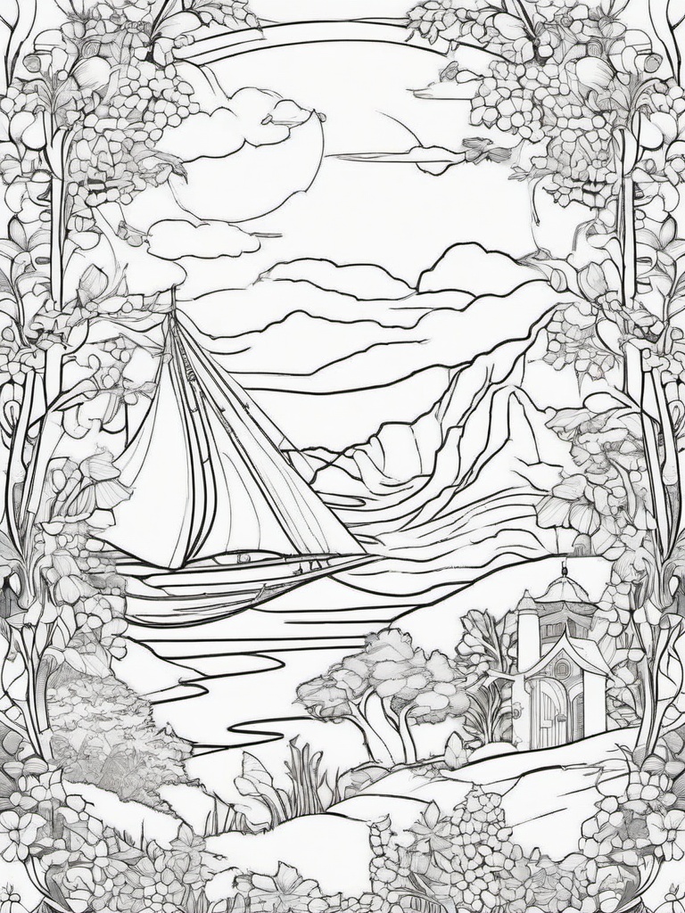 Earth Coloring Pages - Earth in a fairy tale world with mythical creatures  simple coloring pages