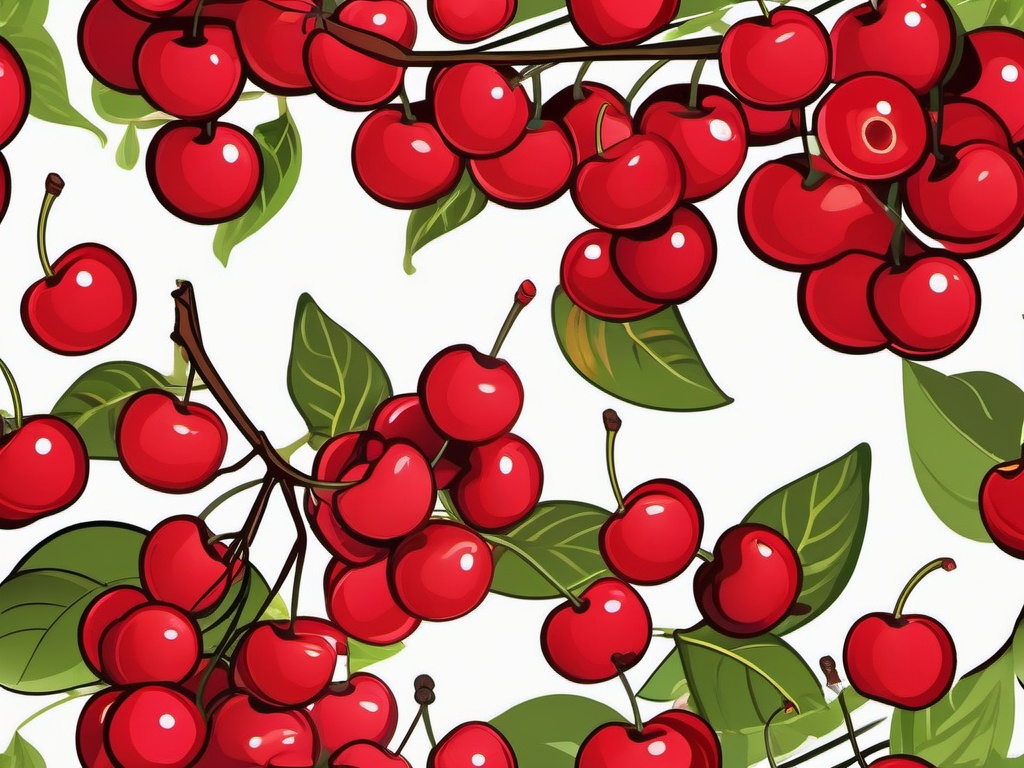 Cherries on a Tree clipart - Ripe cherries on a tree, ,vector color clipart,minimal