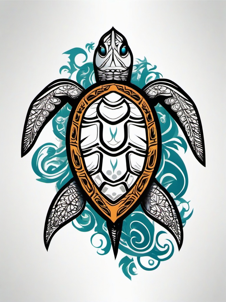 Honu Turtle Tattoo - Pay homage to the cultural significance of the Hawaiian sea turtle with a captivating tattoo.  simple vector color tattoo,minmal,white background