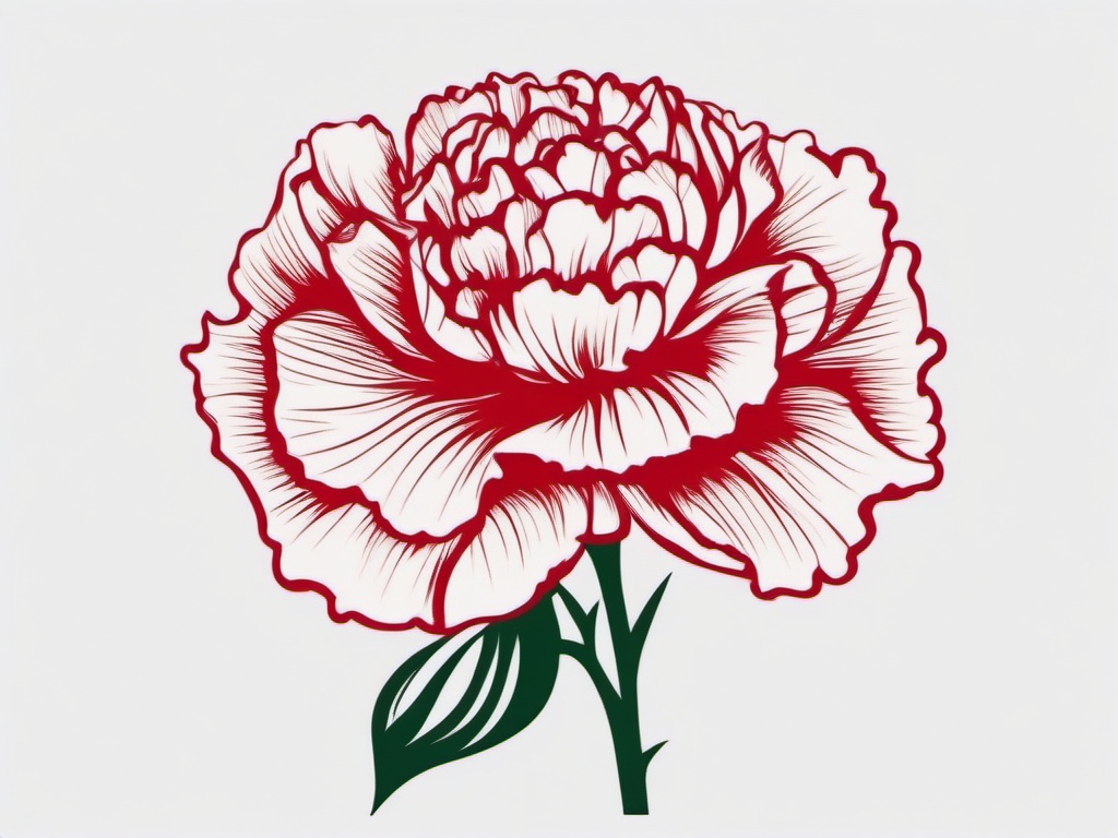 Carnation Tattoo Simple,Simplicity and symbolism in a simple carnation tattoo, making a statement with understated elegance.  simple color tattoo,minimal vector art,white background