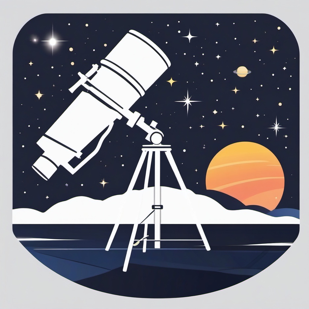 Telescope Clipart - A powerful telescope pointed at distant stars and galaxies.  color clipart, minimalist, vector art, 