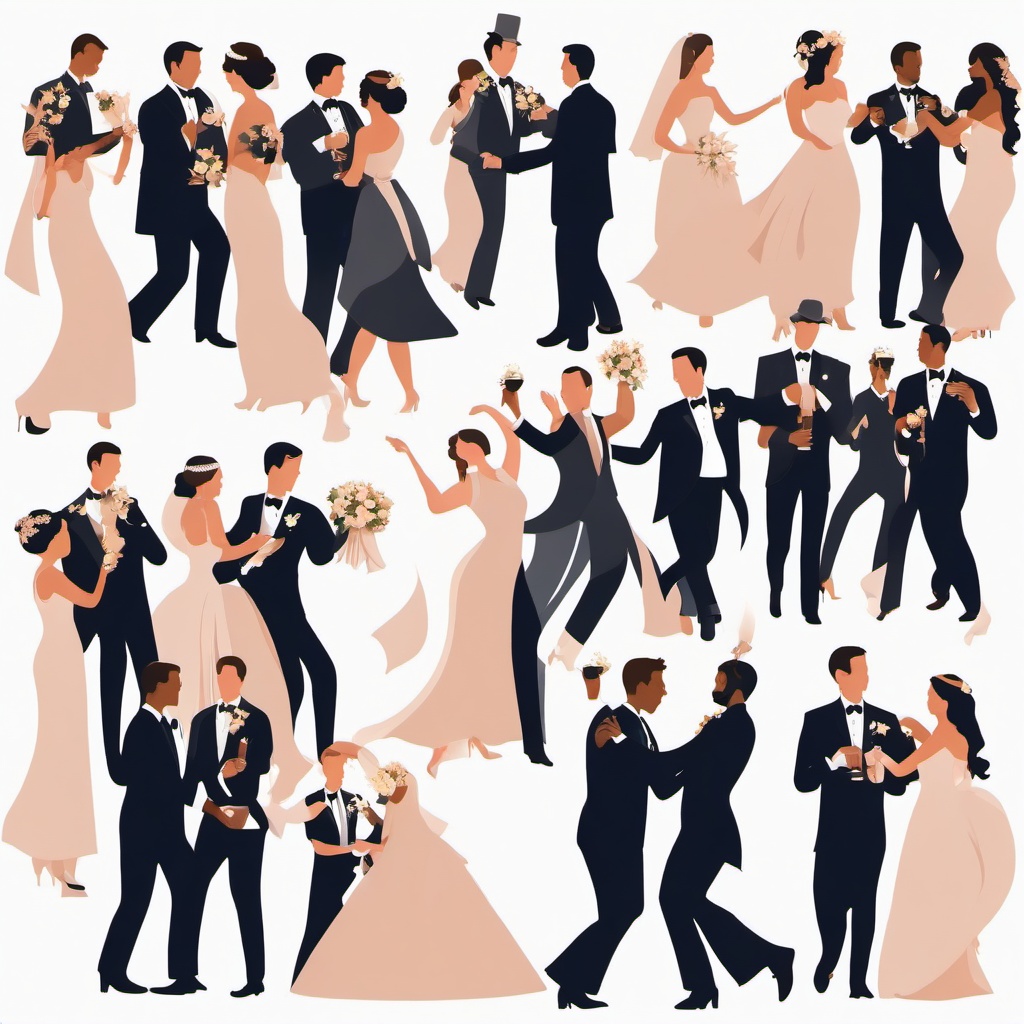 Wedding clipart - wedding reception with dancing guests  