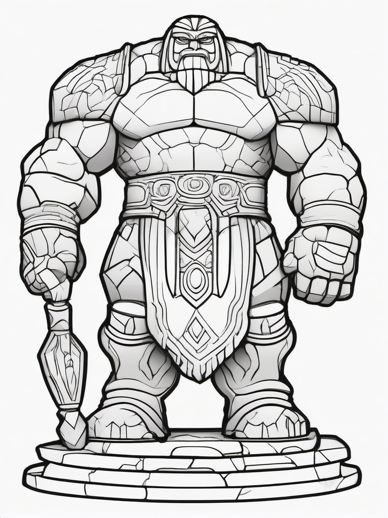 Golem Coloring Pages - Animated Stone or Clay Giant  minimal black outline printable sheet, coloring page