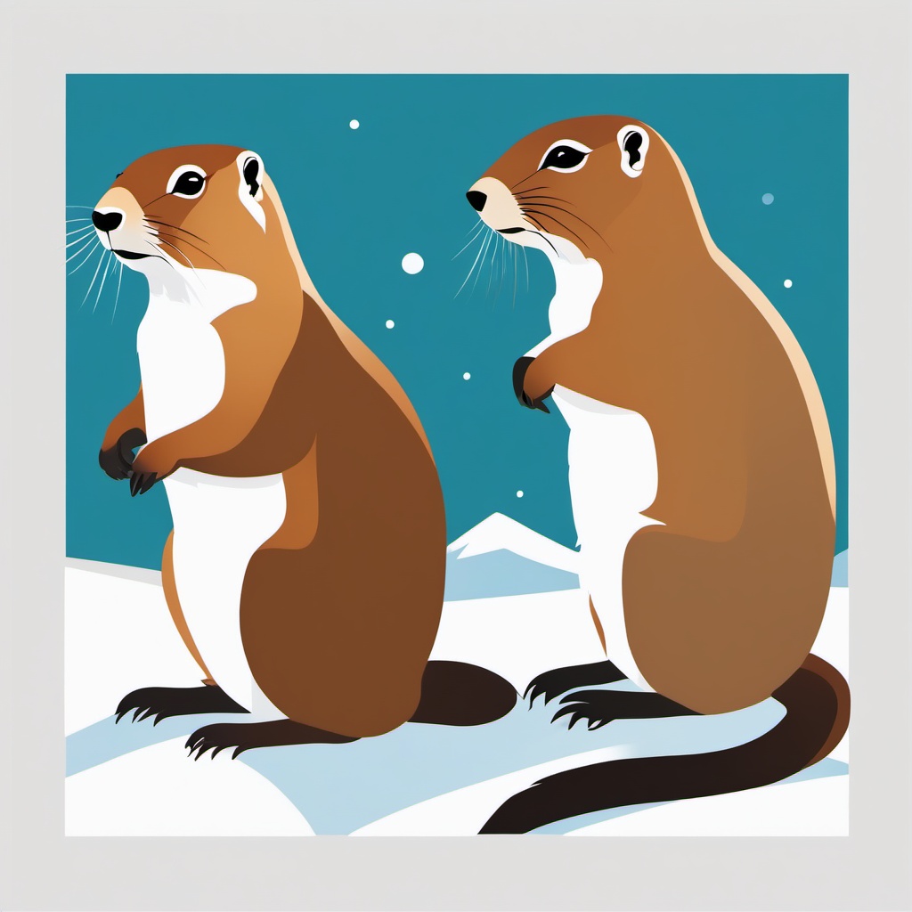 Arctic Ground Squirrel Pair Clip Art - Pair of Arctic ground squirrels,  color vector clipart, minimal style