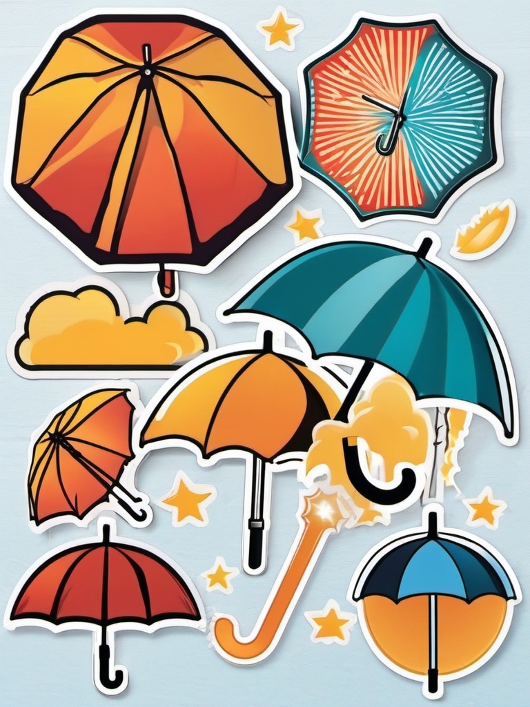 Umbrella Sticker - Staying prepared for unexpected weather with the compact and reliable umbrella, , sticker vector art, minimalist design