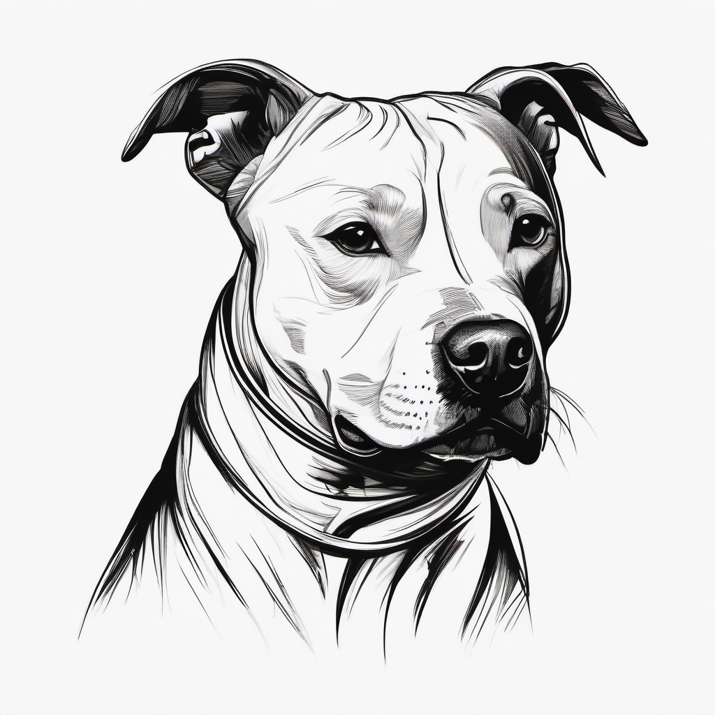 drawing of a pitbull with a wagging tail  minimal rough sketch scribbles,doodles,black and white