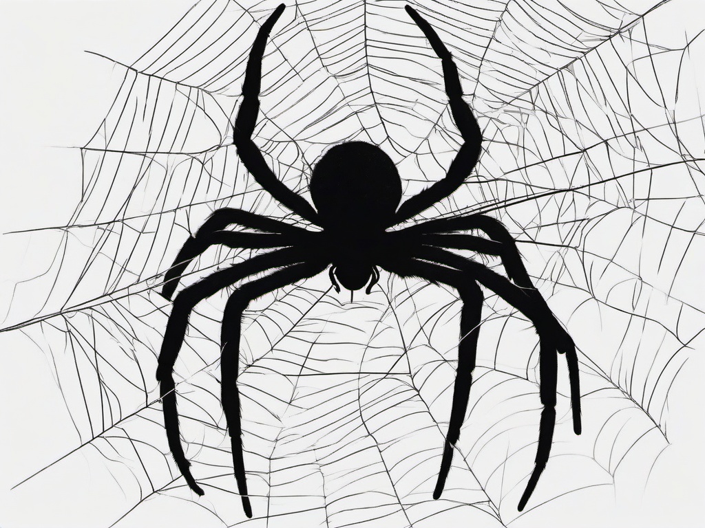 drawing of a spider weaving its web  minimal rough sketch scribbles,doodles,black and white