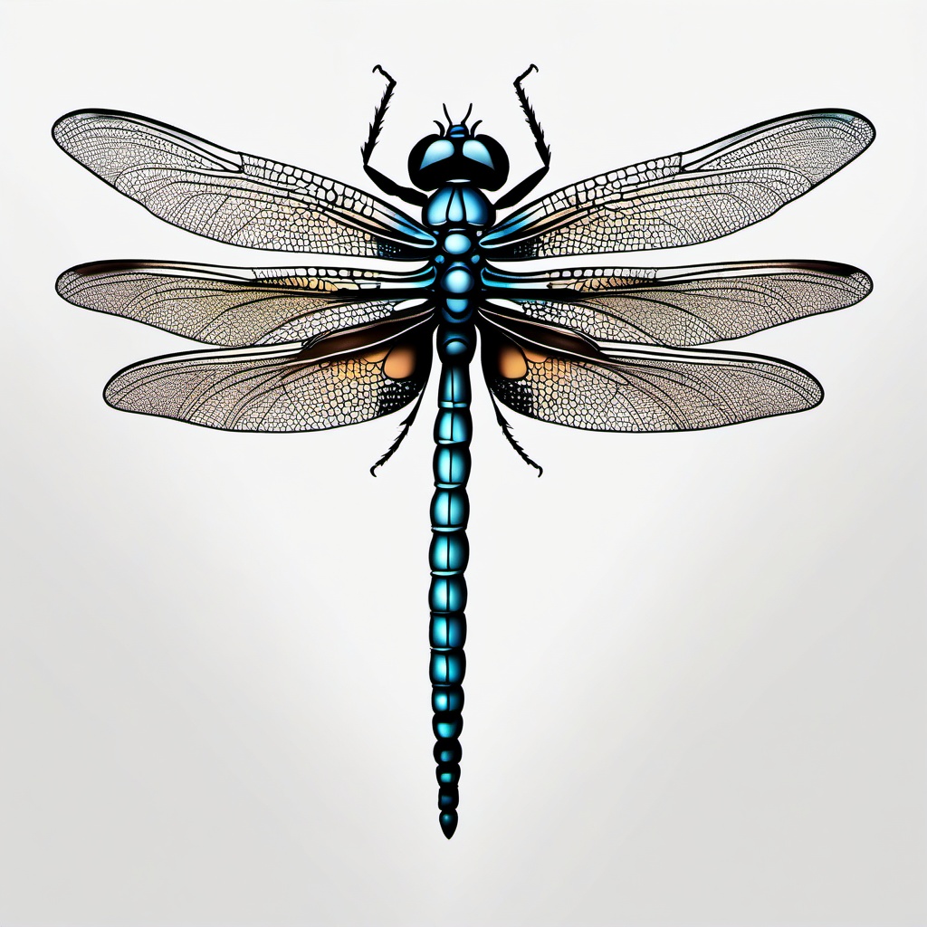 Realistic Dragon Fly Tattoo - Highly detailed and realistic tattoo featuring a dragonfly design.  simple color tattoo,minimalist,white background