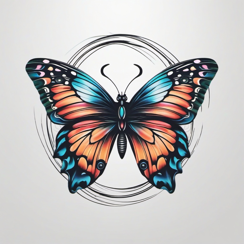 butterfly tattoo with infinity  simple color tattoo, minimal, white background