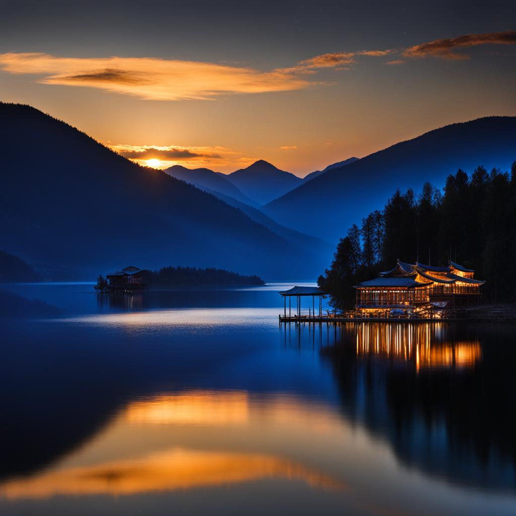 lugu lake - imagine a tranquil night on lugu lake, known as the mother lake by the mosuo people, with its pristine waters and starry reflections. 