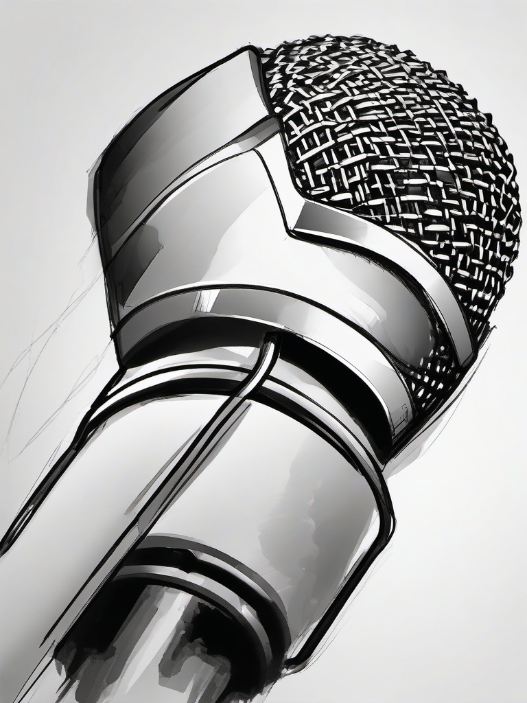 sketch of microphone  minimal rough sketch scribbles,doodles,black and white