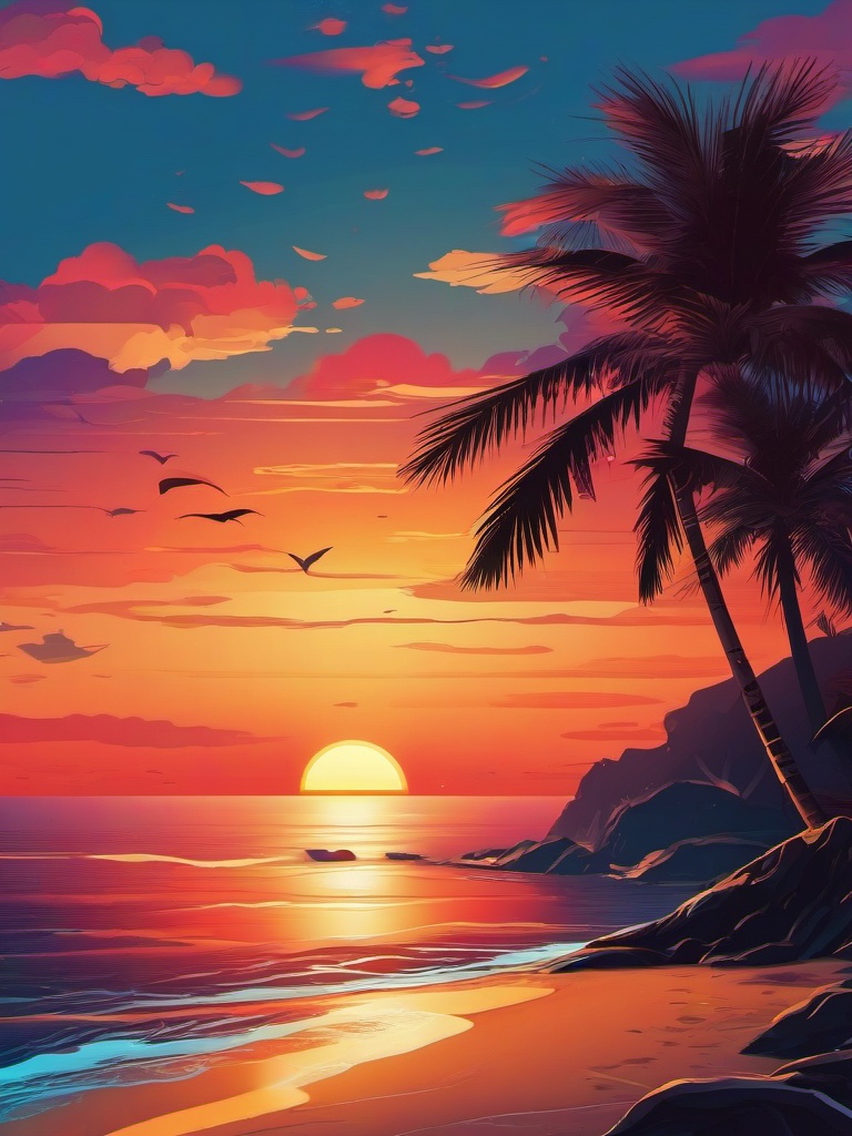 Desktop Wallpaper 4K - 4K Ocean Sunset Serenity, Serene Coastal Beauty  intricate patterns, splash art, wallpaper art