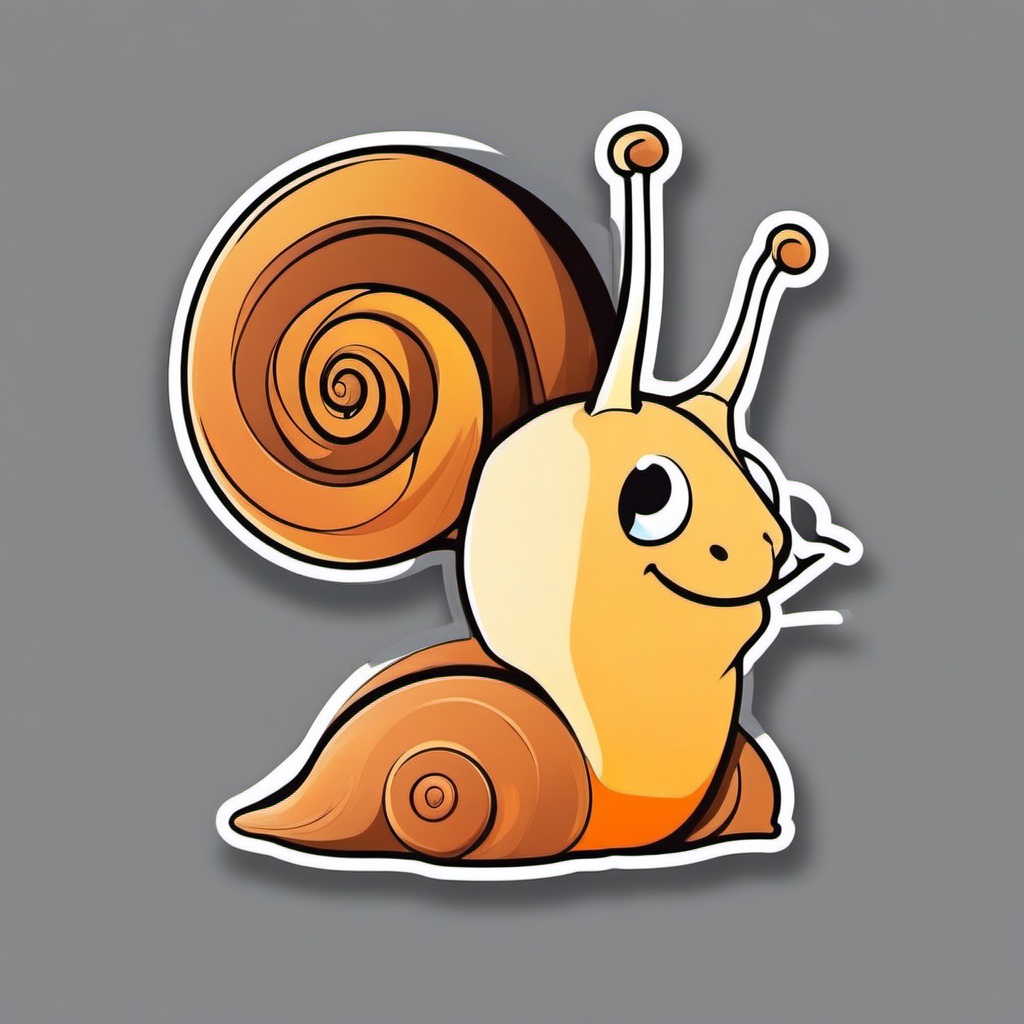 Snail Sticker - Adorable snail character, ,vector color sticker art,minimal