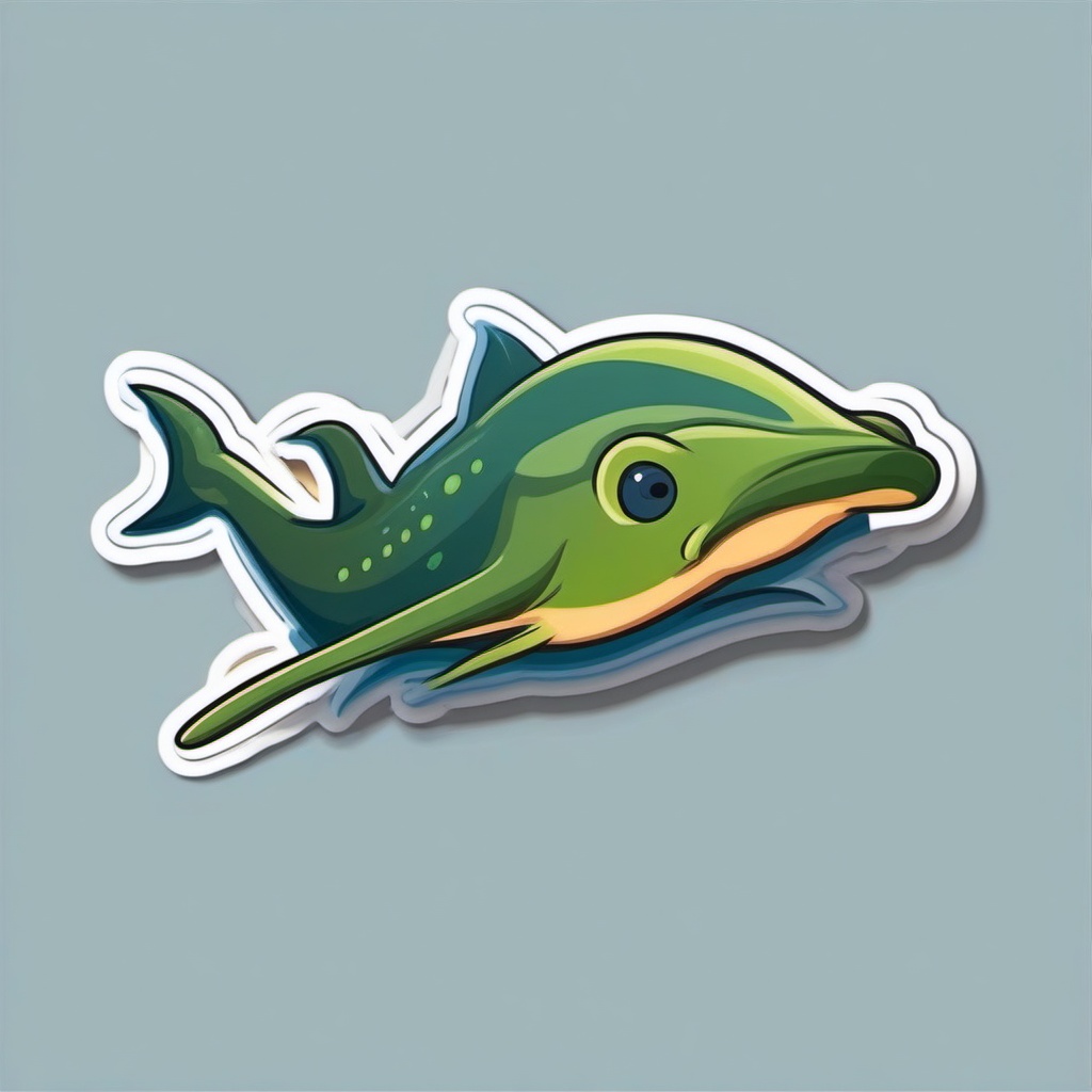 Stingray cartoon - flat fish with a tail sting  cartoon sticker style