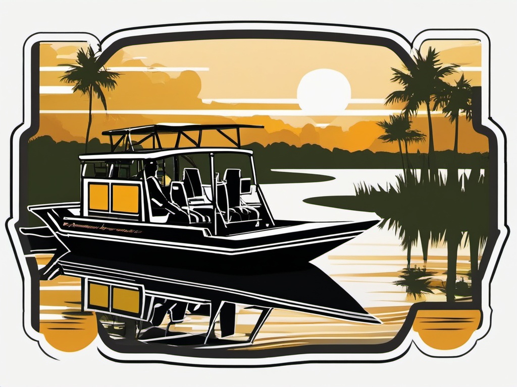 Everglades Airboat Tour sticker- Exciting airboat ride through the Florida Everglades, , sticker vector art, minimalist design