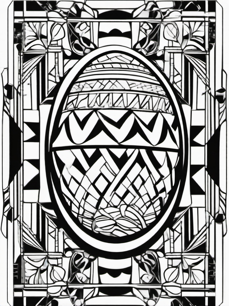 Easter Egg Coloring Pages - Egg with geometric patterns and lines  simple coloring pages