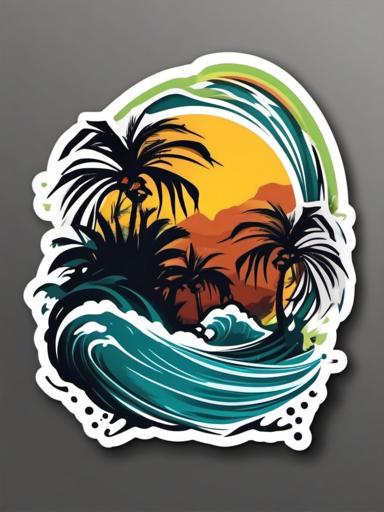 Tropical Storm Sticker - Prepare for the impact of a tropical storm with this bold and cautionary sticker, , sticker vector art, minimalist design