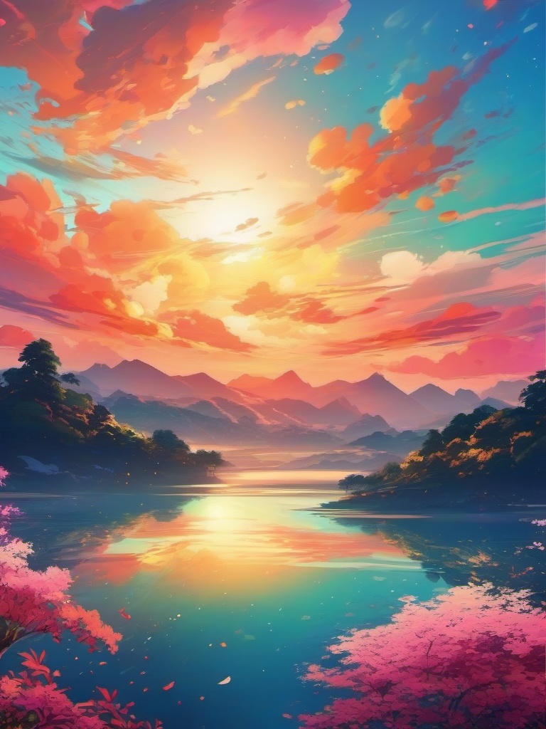 Anime Sky Background Anime-Inspired Skies and Art wallpaper splash art, vibrant colors, intricate patterns