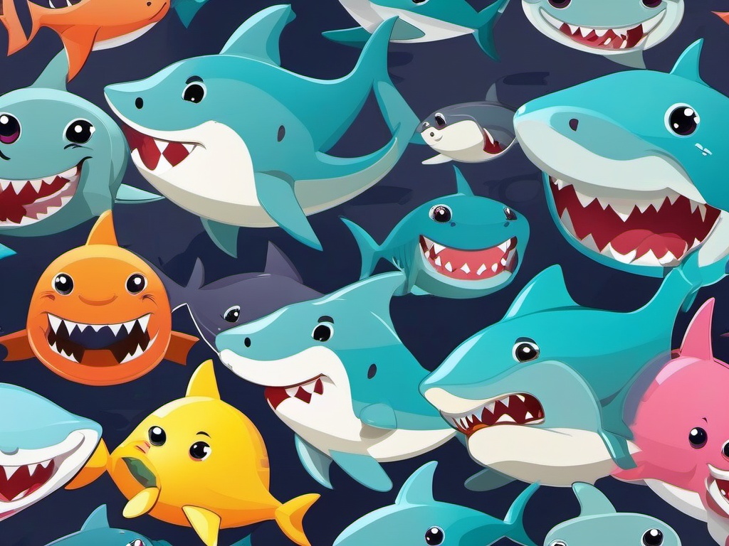 Shark Wallpaper Cute - Happy sharks with cute charm  ,desktop background wallpaper