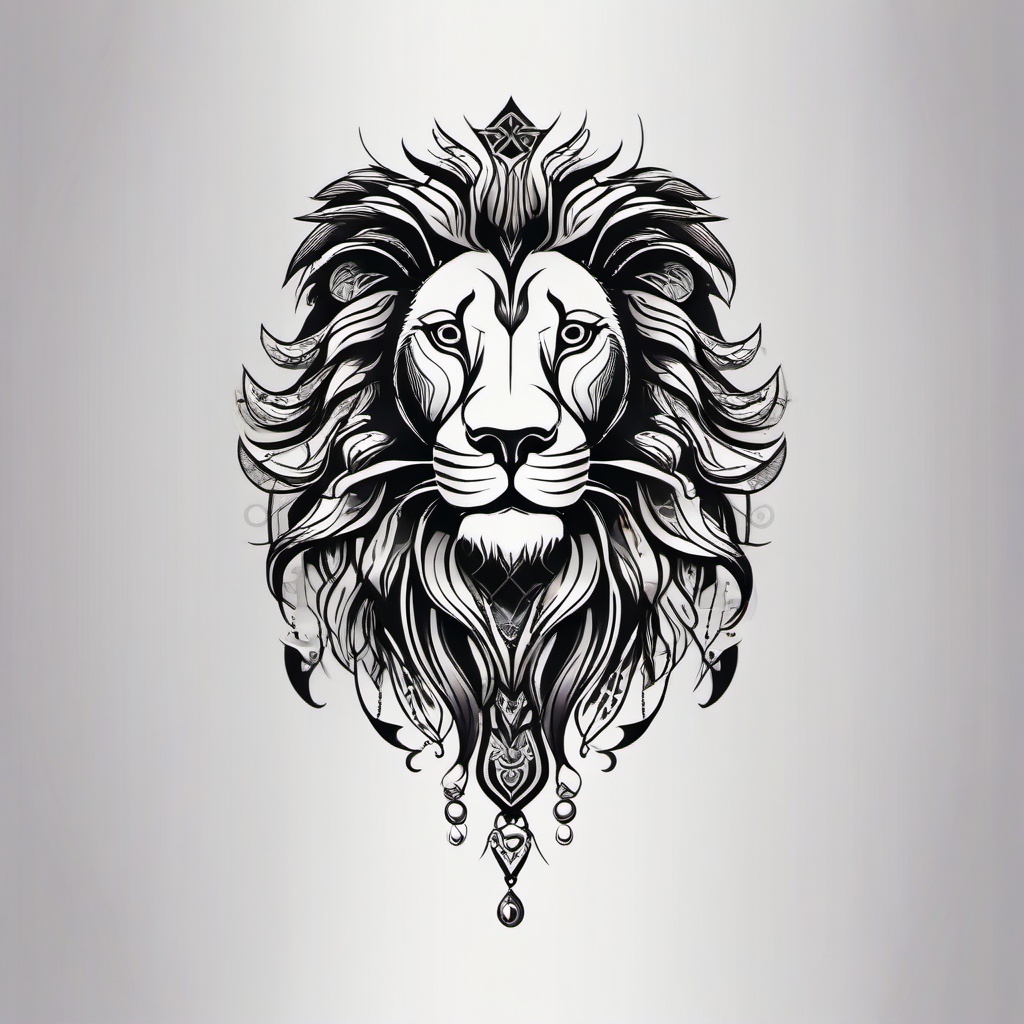 lion zodiac sign tattoo  simple vector color tattoo