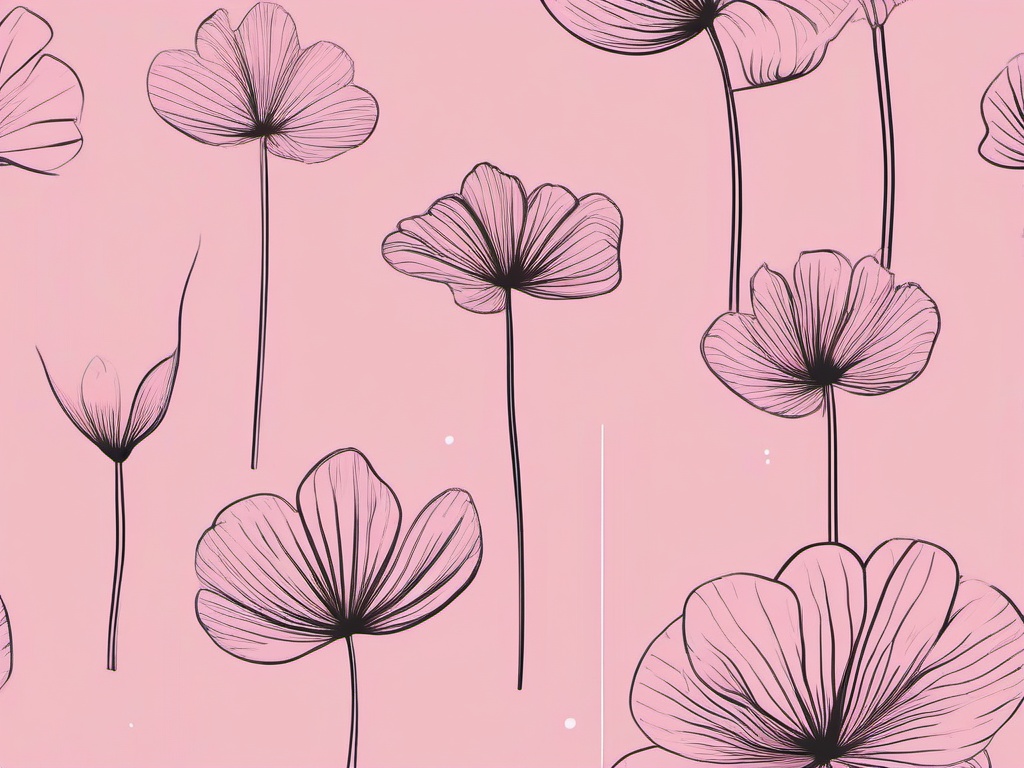 Pink Aesthetic Wallpaper Laptop-Soft pink with minimalistic line art flowers, perfect for a laptop screen  background wallpaper