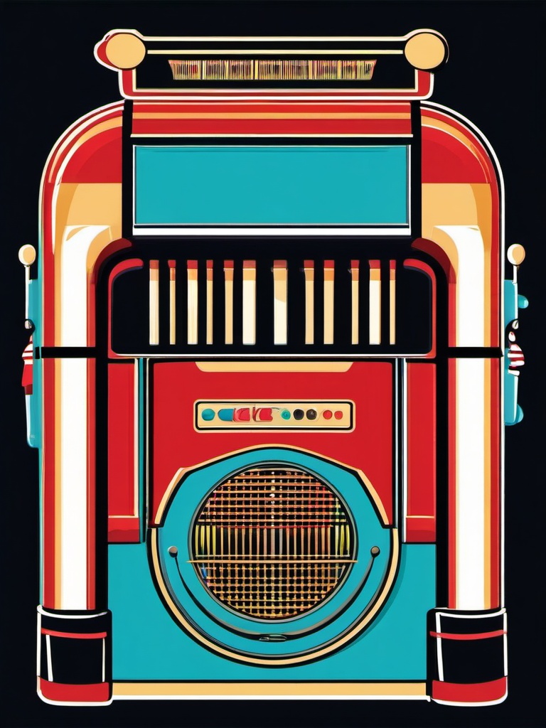 Jukebox and Diner - Combine the retro charm of jukeboxes and diners in your t-shirt. , vector art, splash art, retro t shirt design