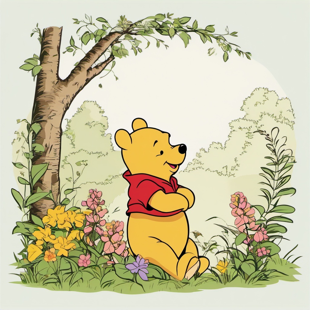 Winnie The Pooh clipart - Pooh bear enjoying nature  vector clipart