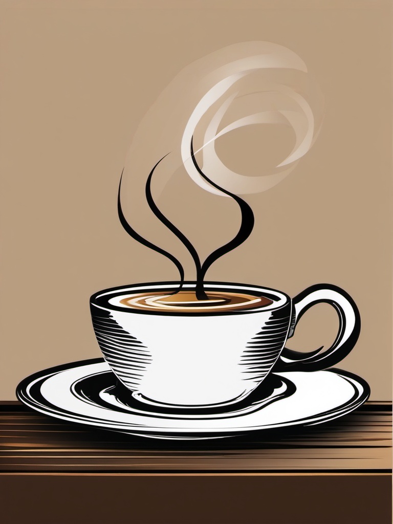 Coffee clipart - steaming cup of coffee on a table  