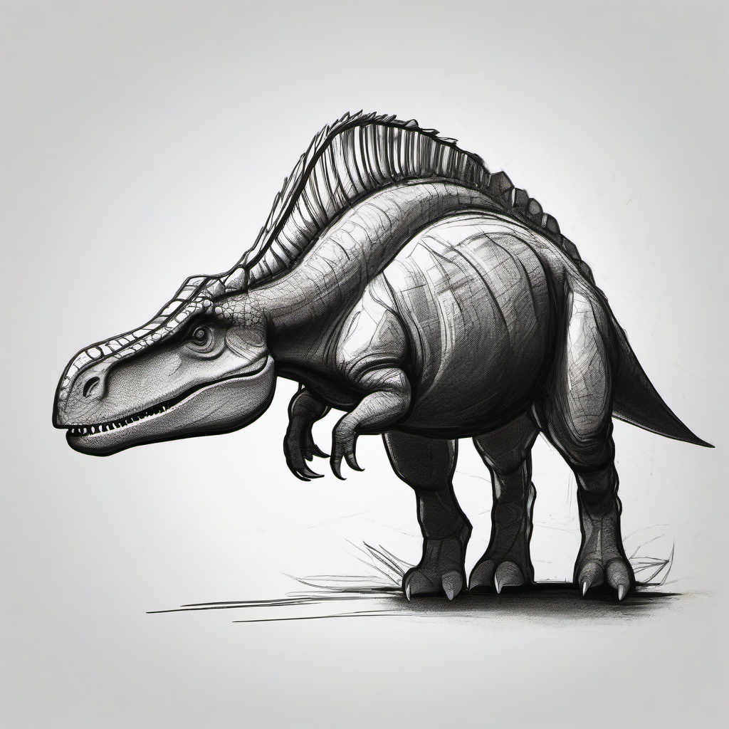 drawing of a Sauropelta dinosaur  minimal rough sketch scribbles,doodles,black and white