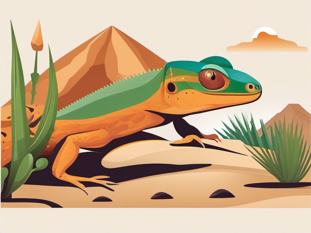 Lizard Clipart - Lizard blending into its desert surroundings , minimal, 2d