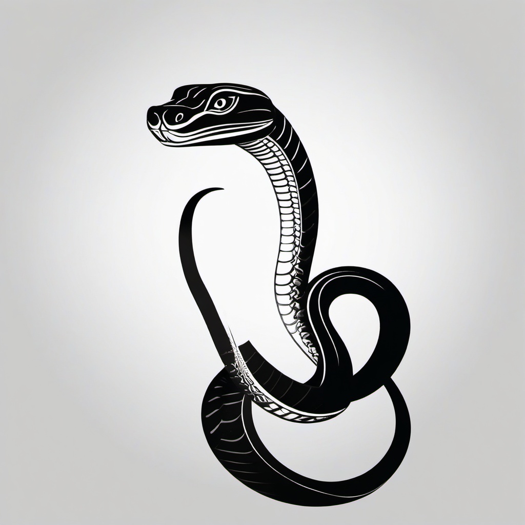 King Cobra Tattoo - Tattoo featuring the king cobra snake.  simple vector tattoo,minimalist,white background