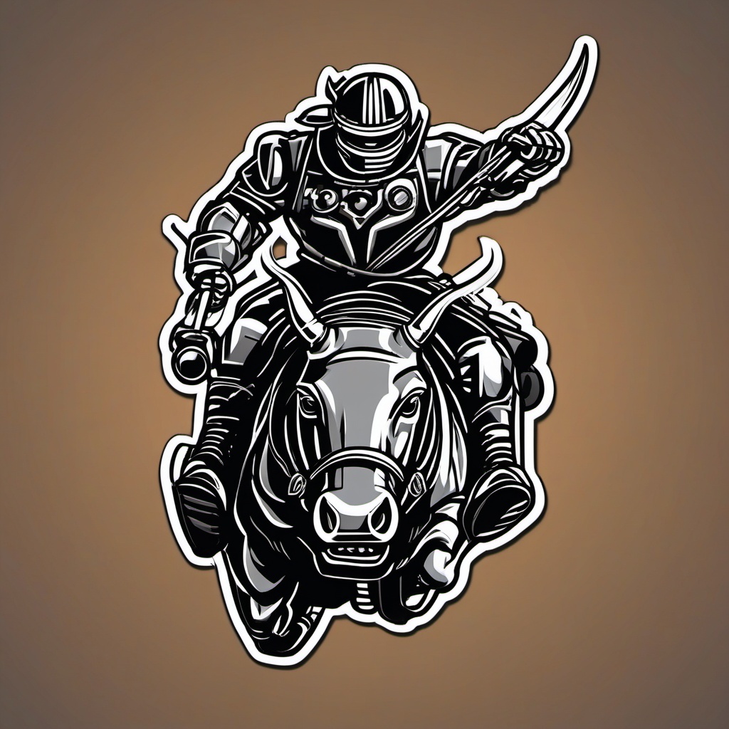 Robot Rodeo sticker- Mechanical Bull Riding, , sticker vector art, minimalist design