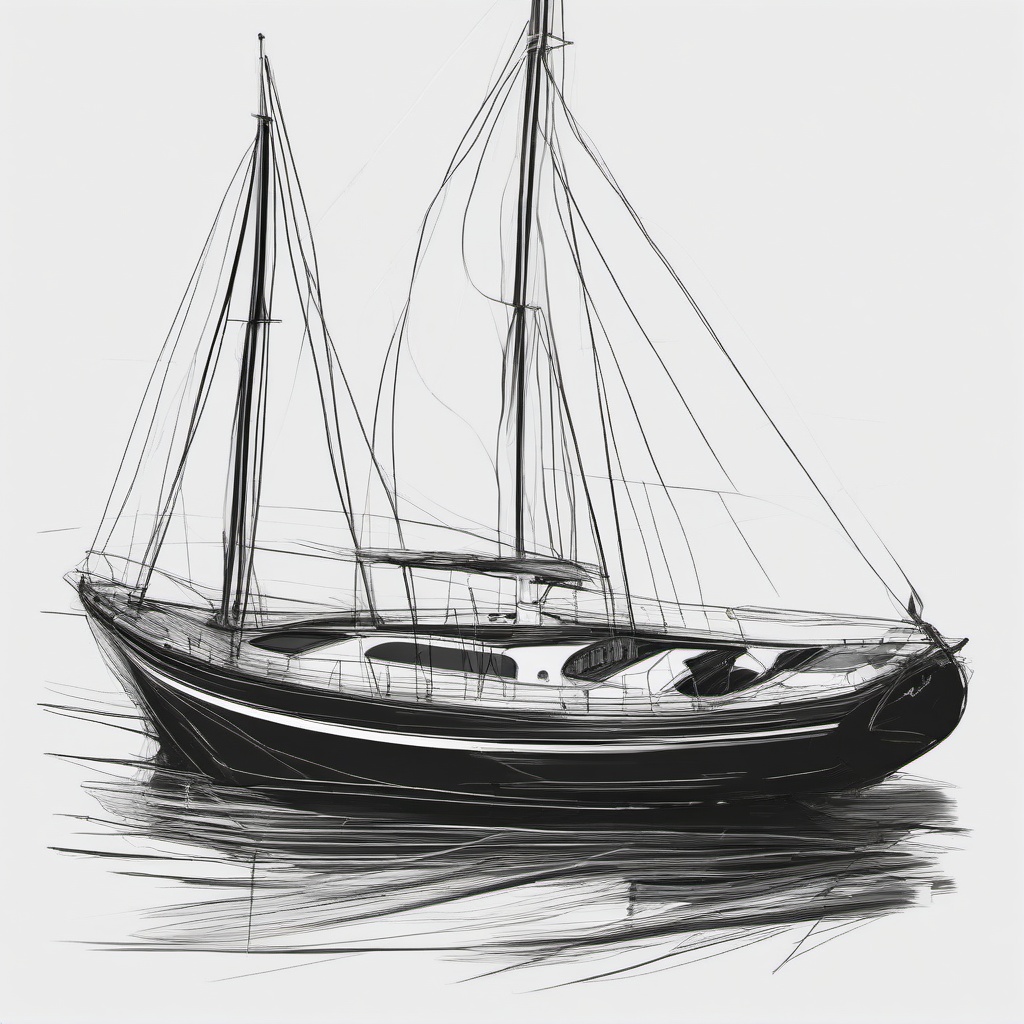 drawing of a sailboat  minimal rough scribbles,doodles,black and white