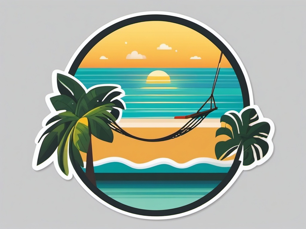 Tropical Island and Hammock Emoji Sticker - Relaxing in a hammock on an island, , sticker vector art, minimalist design