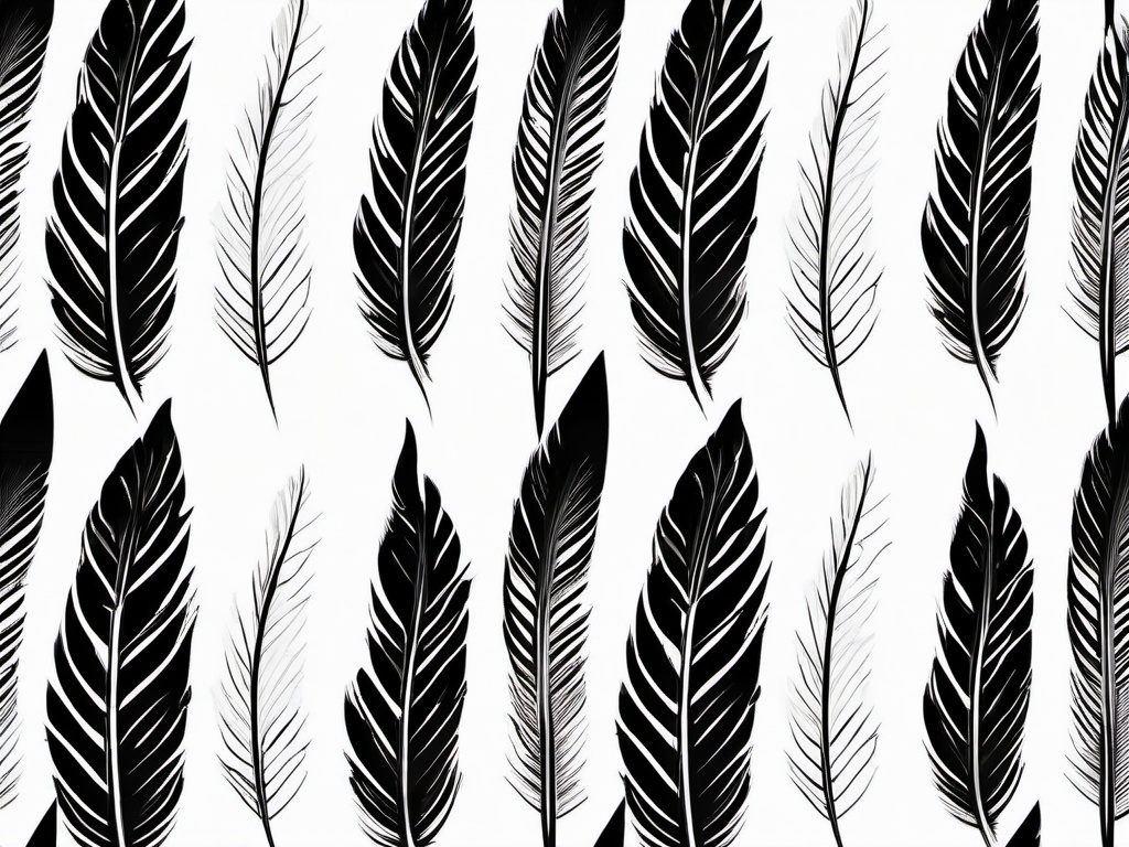 Black and White Feather Tattoo - Feather design in black and white.  simple vector tattoo,minimalist,white background