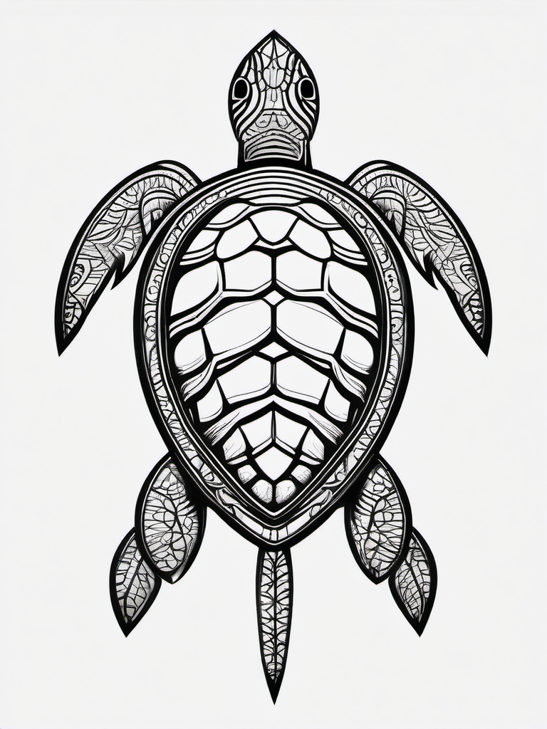 Fine Line Sea Turtle Tattoo - Opt for delicacy and precision with a fine line sea turtle tattoo, featuring intricate details and elegant linework.  simple color tattoo,minimal vector art,white background