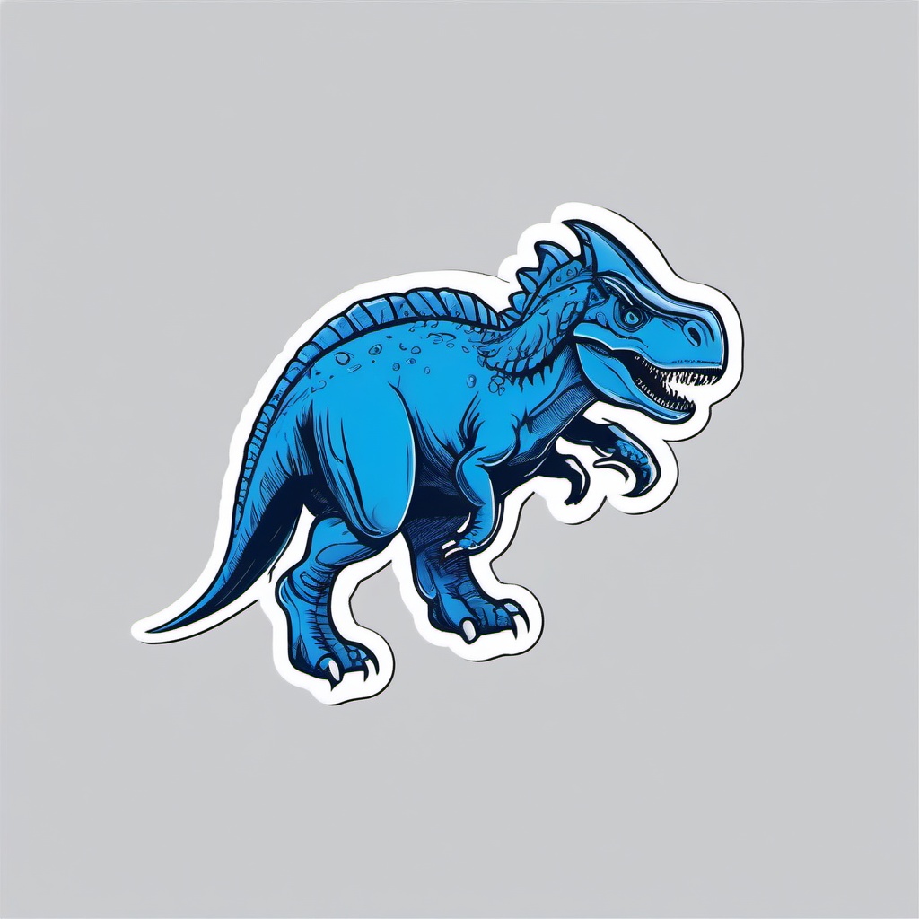 Blue Dinosaur Tattoo - Infuse vibrancy with a charming blue-themed dinosaur tattoo.  simple vector color tattoo,minimal,white background