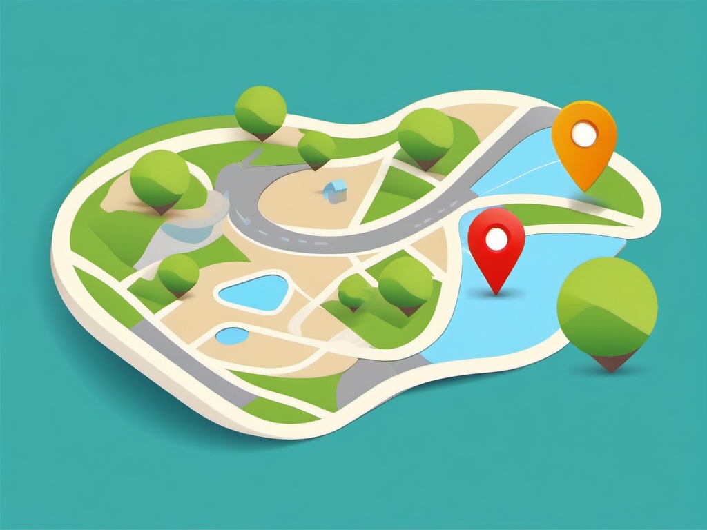 Clipart of a Map - Map icon for navigation and location services,  color vector clipart, minimal style