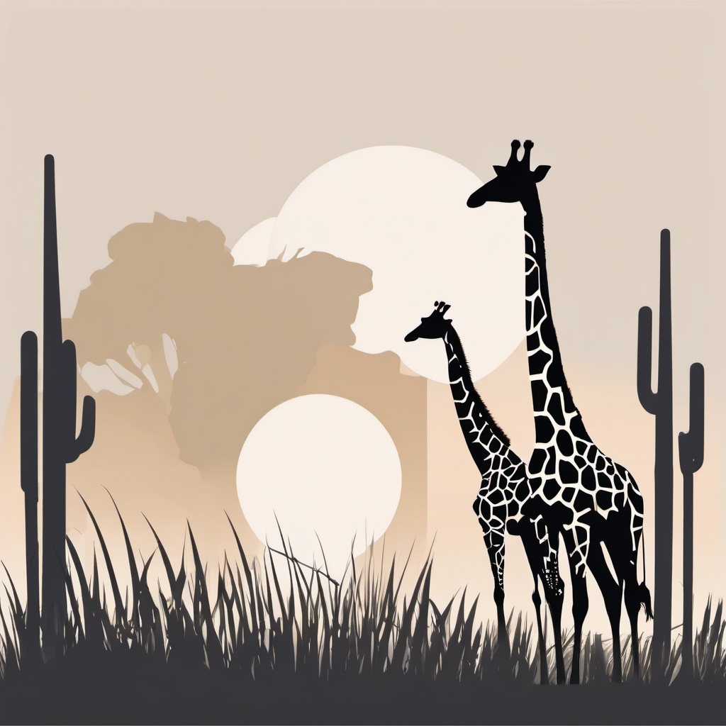 Giraffe clipart - Tallest land animal with a long neck and spotted coat, ,vector color clipart,minimal