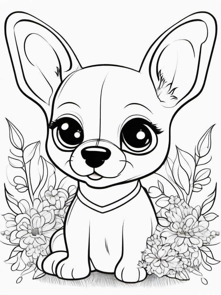 Cartoon Puppy Coloring Pages - Fun and Whimsical Puppy Designs  minimal black outline printable sheet, coloring page