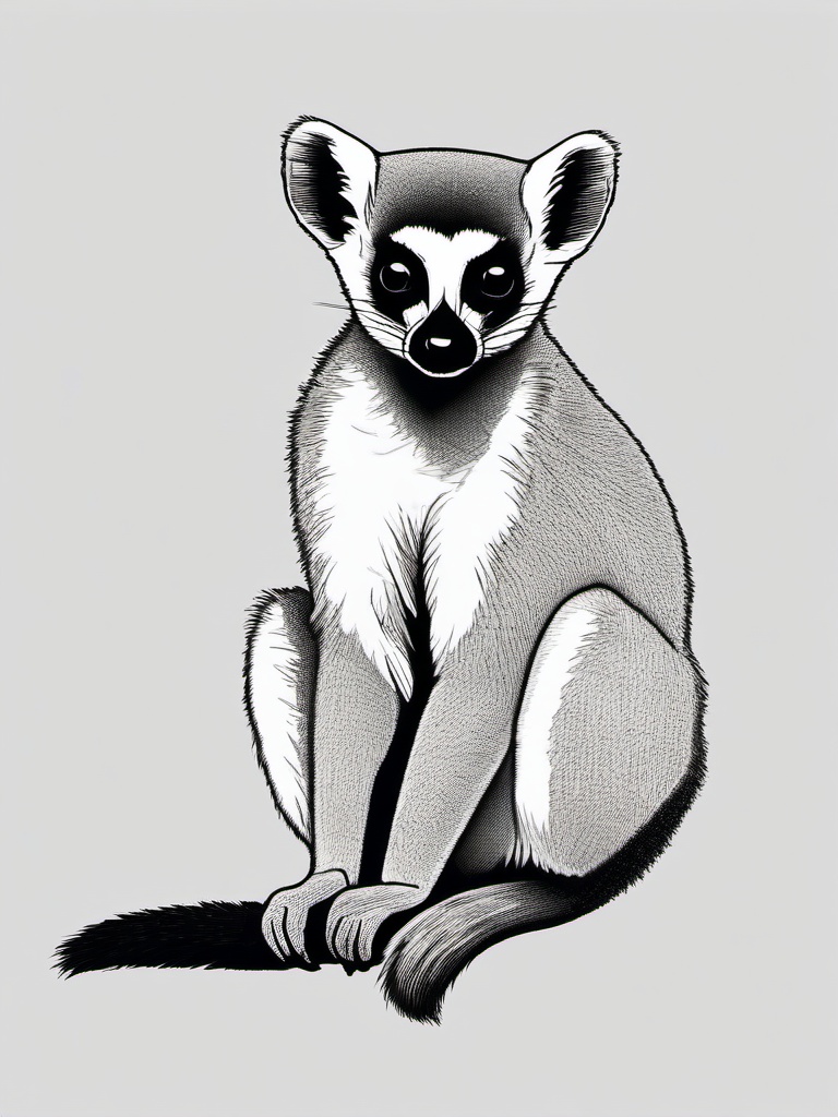 drawing of a lemur  minimal rough sketch scribbles,doodles,black and white