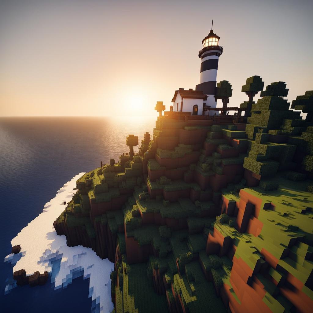 nautical lighthouse on a rugged coastal cliff - minecraft house ideas minecraft block style