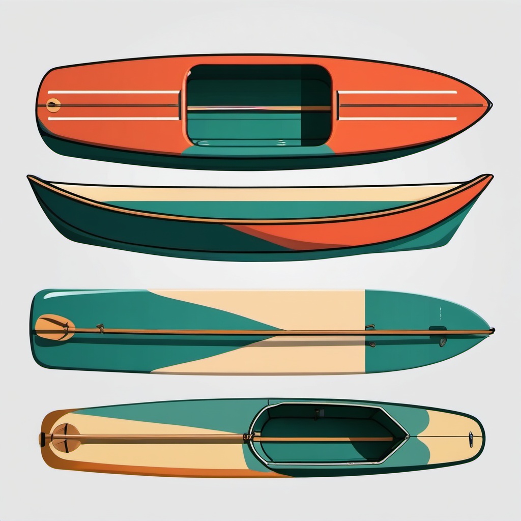 Canoe Clipart - A canoe ready for a relaxing paddle.  transport, color vector clipart, minimal style