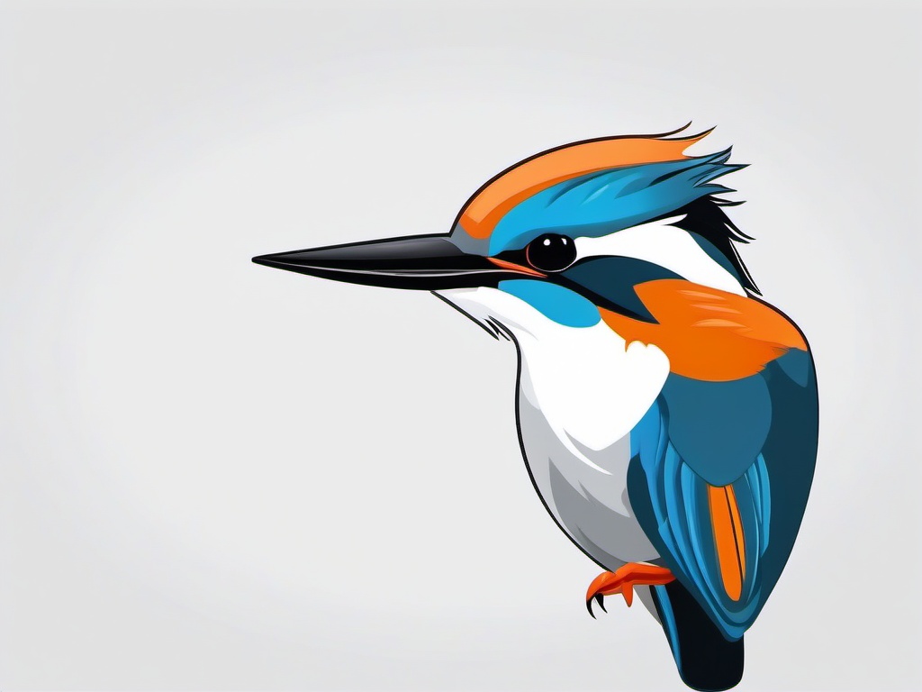 Kingfisher cartoon  minimal, white background