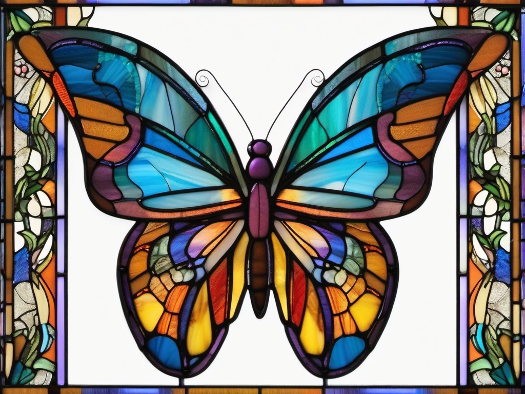 Stained Glass Butterfly - Colorful butterfly with intricate wings  