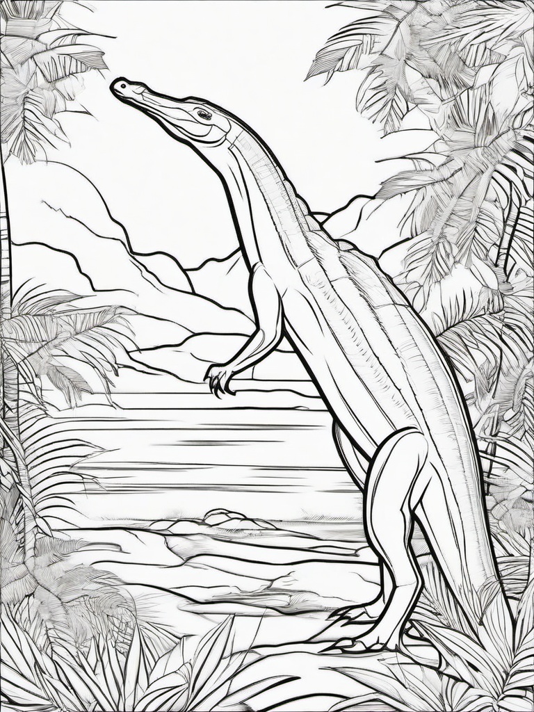 Shunosaurus Coloring Pages - Small Sauropod with Club Tail  black outline printable coloring page