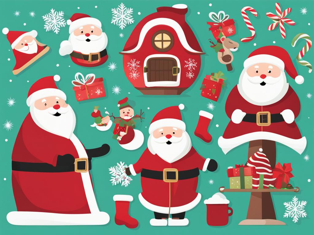 santa clipart: spreading joy in a cozy north pole workshop. 