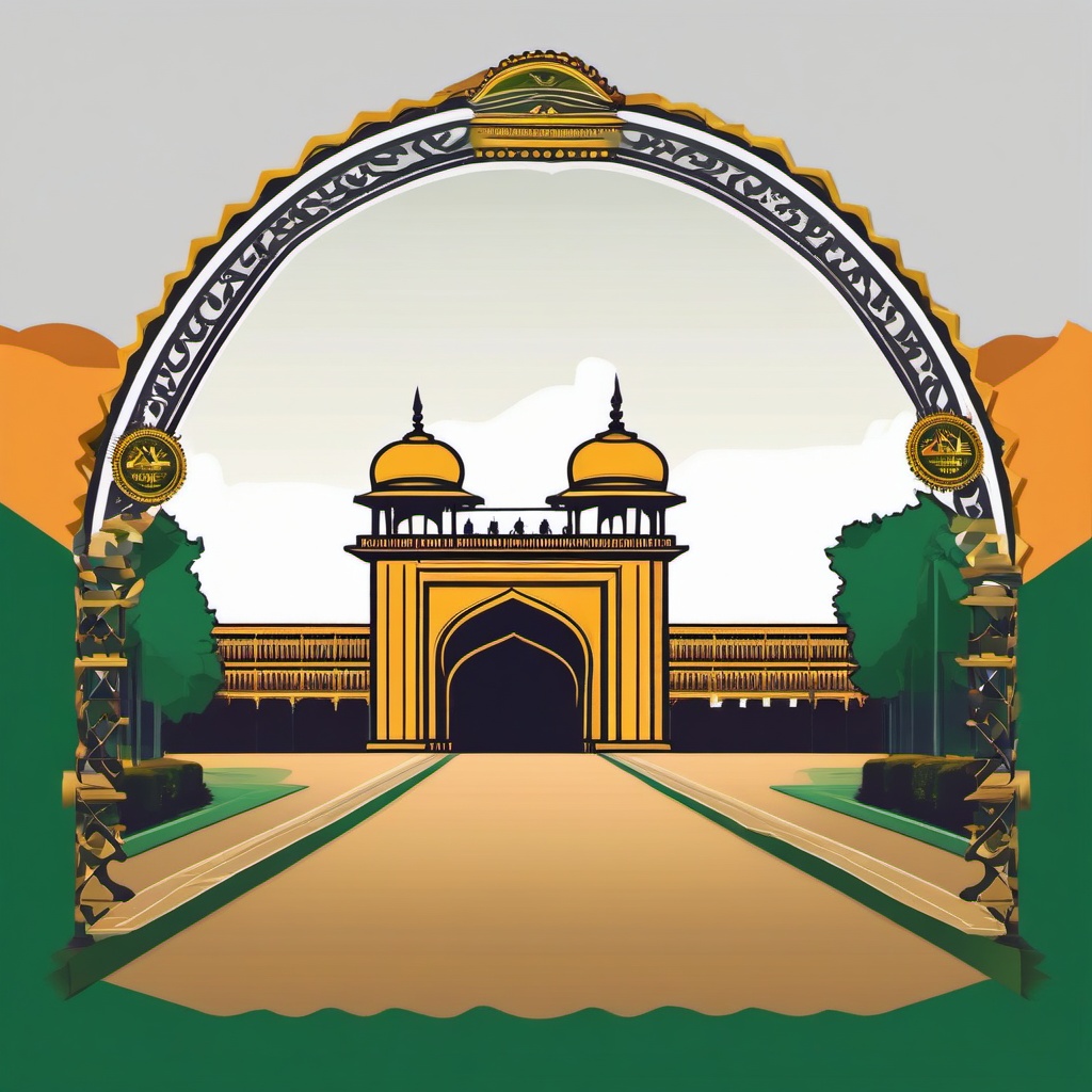 wagha border in Punjab, India, , sticker vector art, minimalist design